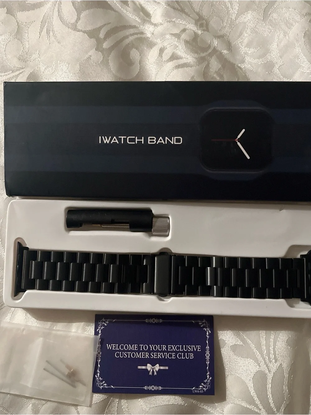EPULY Stainless Steel Band Compatible with Apple Watch Black Metal Link Strap